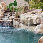 swimming pool and rock waterfall