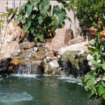 pool, waterfall and lush tropcial landscaping