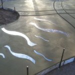 decorative concrete with metal inlays