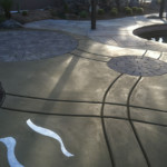 decorative concrete with metal inlays