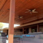 wood ceiling over decorative concrete patio
