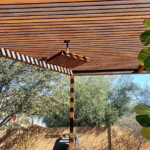 metal shade pergola over patio