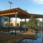 metal and wood pergola