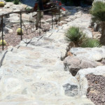 stone walk with iron handrail